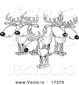 Vector of a Cartoon Group of Bucks - Coloring Page Outline by Toonaday