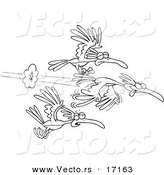 Vector of a Cartoon Group of Fast Birds - Coloring Page Outline by Toonaday