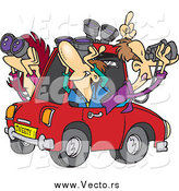 Vector of a Cartoon Group of White Male Birders Using Binoculars in a Car by Toonaday