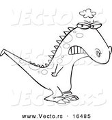 Vector of a Cartoon Grumpy Grumposaurus - Outlined Coloring Page Drawing by Toonaday