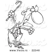 Vector of a Cartoon Grumpy Old Man Waving His Cane - Coloring Page Outline by Toonaday