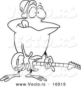 Vector of a Cartoon Guitarist Frog - Outlined Coloring Page Drawing by Toonaday