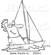 Vector of a Cartoon Guy Sailing - Coloring Page Outline by Toonaday