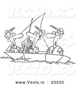 Vector of a Cartoon Guys Sailing - Coloring Page Outline by Toonaday