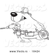Vector of a Cartoon Handy Bear with Tools - Outlined Coloring Page by Toonaday