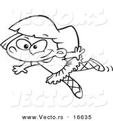 Vector of a Cartoon Happy Ballerina Girl Dancing in a Leotard - Outlined Coloring Page Drawing by Toonaday