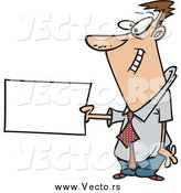 Vector of a Cartoon Happy Caucasian Businessman Holding out a Flash Card by Toonaday