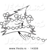 Vector of a Cartoon Happy Christmas Tree with Baubles - Coloring Page Outline by Toonaday