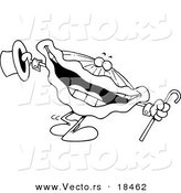 Vector of a Cartoon Happy Clam Dancing - Outlined Coloring Page by Toonaday