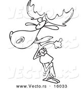Vector of a Cartoon Happy Dancing Moose - Outlined Coloring Page Drawing by Toonaday