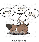 Vector of a Cartoon Happy Dog Day Dreaming of Bones by Toonaday