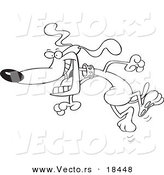 Vector of a Cartoon Happy Dog Jumping - Outlined Coloring Page by Toonaday