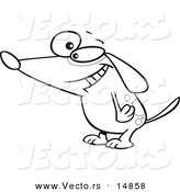 Vector of a Cartoon Happy Dog Smiling - Coloring Page Outline by Toonaday