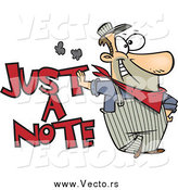 Vector of a Cartoon Happy Engineer Leaning on Just a Note Text by Toonaday