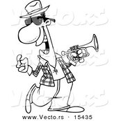 Vector of a Cartoon Happy Jazz Musician - Coloring Page Outline by Toonaday