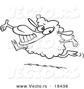 Vector of a Cartoon Happy Lamb Leaping - Outlined Coloring Page by Toonaday