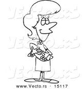 Vector of a Cartoon Happy Mother Holding a Newborn Baby - Coloring Page Outline by Toonaday