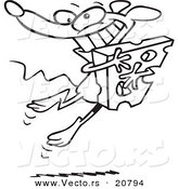 Vector of a Cartoon Happy Mouse Hugging Cheese - Coloring Page Outline by Toonaday