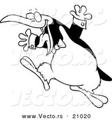 Vector of a Cartoon Happy Penguin Wearing a Bow - Coloring Page Outline by Toonaday