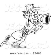 Vector of a Cartoon Happy Photographer - Coloring Page Outline by Toonaday