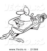 Vector of a Cartoon Happy Photography Frog - Outlined Coloring Page by Toonaday