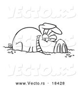 Vector of a Cartoon Happy Pig in a Mud Puddle - Outlined Coloring Page by Toonaday
