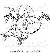 Vector of a Cartoon Happy Prospector - Coloring Page Outline by Toonaday