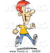 Vector of a Cartoon Happy Red Haired Young Man Taking a Stroll by Toonaday