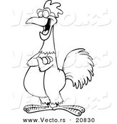 Vector of a Cartoon Happy Rooster - Coloring Page Outline by Toonaday