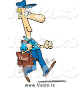 Vector of a Cartoon Happy Strolling Post Man by Toonaday
