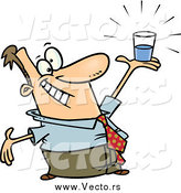Vector of a Cartoon Happy White Businessman Holding a Glass Half Full by Toonaday