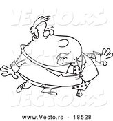 Vector of a Cartoon Heavy Businessman - Outlined Coloring Page by Toonaday