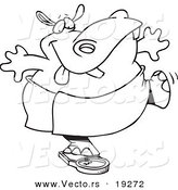 Vector of a Cartoon Hippo Trying to Deceive a Scale - Outlined Coloring Page by Toonaday