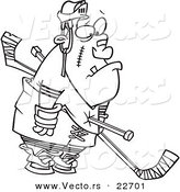 Vector of a Cartoon Hockey Player Getting a Penalty - Coloring Page Outline by Toonaday