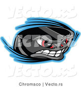 Vector of a Cartoon Hockey Puck Mascot Gritting Teeth While Speeding Through Air by Chromaco