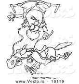 Vector of a Cartoon Horse Throwing a Rider - Outlined Coloring Page Drawing by Toonaday