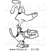 Vector of a Cartoon Hungry Dog Pleading for Food - Coloring Page Outline by Toonaday