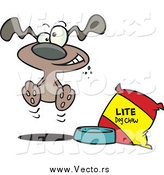 Vector of a Cartoon Hungry Dog with a Bag of Diet Food by Toonaday