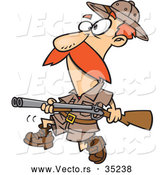 Vector of a Cartoon Hunter Carrying a Rifle While Looking for Big Game by Toonaday