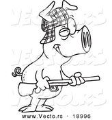 Vector of a Cartoon Hunter Pig - Outlined Coloring Page by Toonaday
