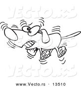 Vector of a Cartoon Hyper Dog Wagging His Tail - Coloring Page Outline by Toonaday