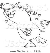 Vector of a Cartoon Infatuated Bull - Coloring Page Outline by Toonaday