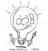 Vector of a Cartoon Innovative Light Bulb - Coloring Page Outline by Toonaday