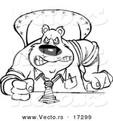 Vector of a Cartoon Intimidating Business Bear Pounding His Desk - Coloring Page Outline by Toonaday