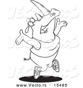 Vector of a Cartoon Jazzercise Rhino - Coloring Page Outline by Toonaday