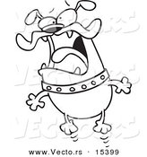 Vector of a Cartoon Jittery Bulldog Jumping - Coloring Page Outline by Toonaday