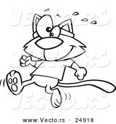 Vector of a Cartoon Jogger Cat - Outlined Coloring Page by Toonaday
