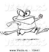 Vector of a Cartoon Jogging Frog - Coloring Page Outline by Toonaday