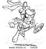 Vector of a Cartoon Jogging Rabbit - Coloring Page Outline by Toonaday