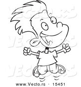 Vector of a Cartoon Joyful Boy Jumping - Coloring Page Outline by Toonaday